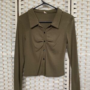 Olive Green Long Sleeve Women's Top